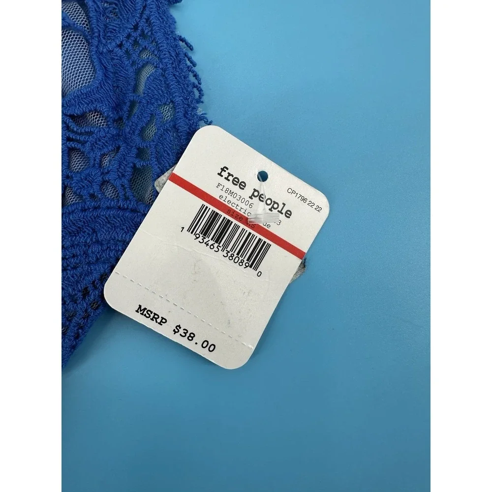 NWTFree People Intimately FP Adella Longline Lace Teal Blue‎ Bralette W's Sz XS